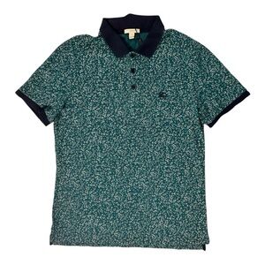 Burberry Brit Men’s Cotton Polo Shirt Green Floral Print Short Sleeve Sz L